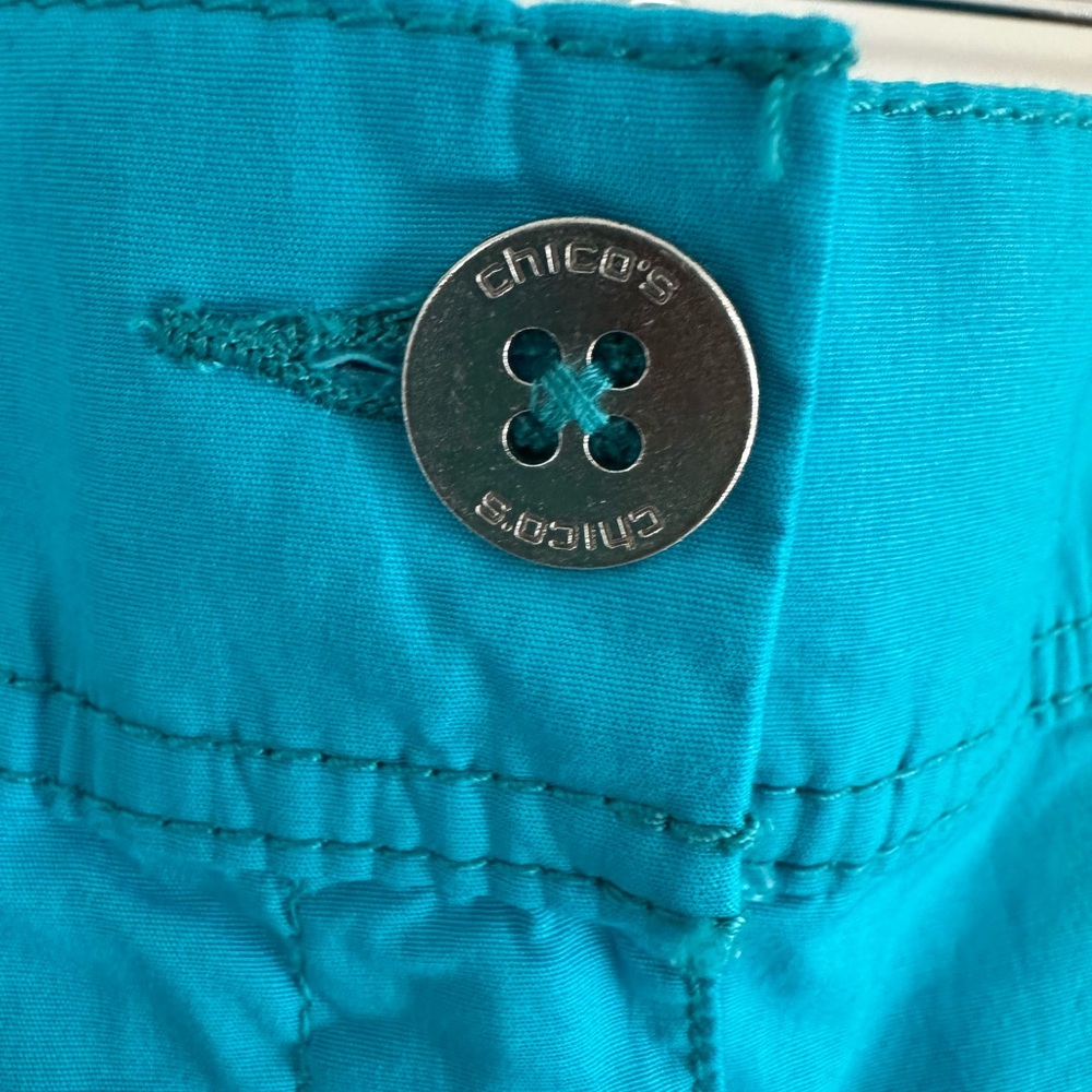 Chico's The Ultimate Fit Cool Cotton Cropped Capris In Bright Blue - Picture 4 of 8